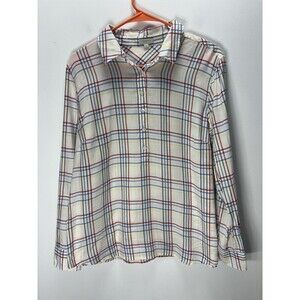 Talbots  Women’s Cream Plaid Tunic Shirt, Cotton M